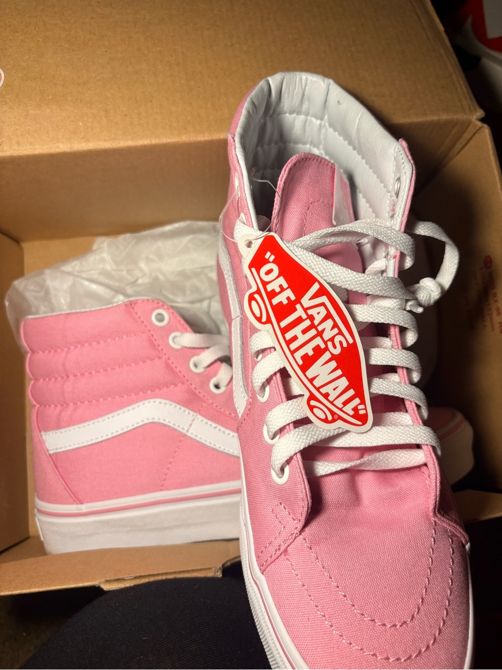 Vans Kids Hi-Top Pink and White Skate Sneakers